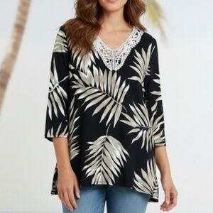 Premise Floral Print Top Size Large Lace